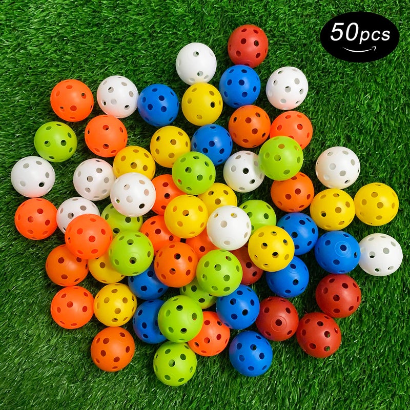 Crestgolf Plastic 50pcs Colored Golf Training Balls â€“ Airflow Hollow 40mm Golf Balls for Driving Range, Swing Practice, Home Use,Pet Play. - Image 2