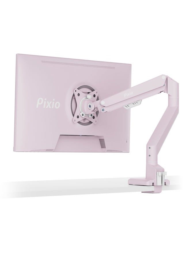 PIXIO PS1S Wave Pink Single Monitor Arm Stand Desk Mount - Fits up to 32 inches Monitors and up to 19.8lbs. VESA Compatibility and Integrated Cable Management - Image 1