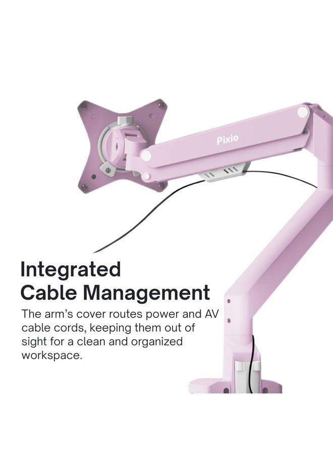 PIXIO PS1S Wave Pink Single Monitor Arm Stand Desk Mount - Fits up to 32 inches Monitors and up to 19.8lbs. VESA Compatibility and Integrated Cable Management - Image 5