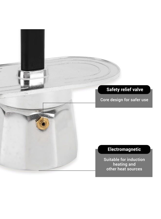 Focket 2 Cup Stovetop Espresso Maker, 100ml Double Head Coffee Pot Classic Italian Coffee Maker Espresso Maker Stovetop, DIY Conduit Coffee Pot for Home Cafe (Decagon Base) - Image 3