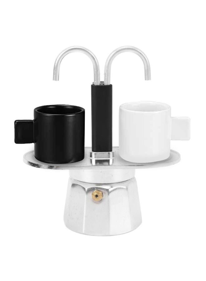 Focket 2 Cup Stovetop Espresso Maker, 100ml Double Head Coffee Pot Classic Italian Coffee Maker Espresso Maker Stovetop, DIY Conduit Coffee Pot for Home Cafe (Decagon Base) - Image 1