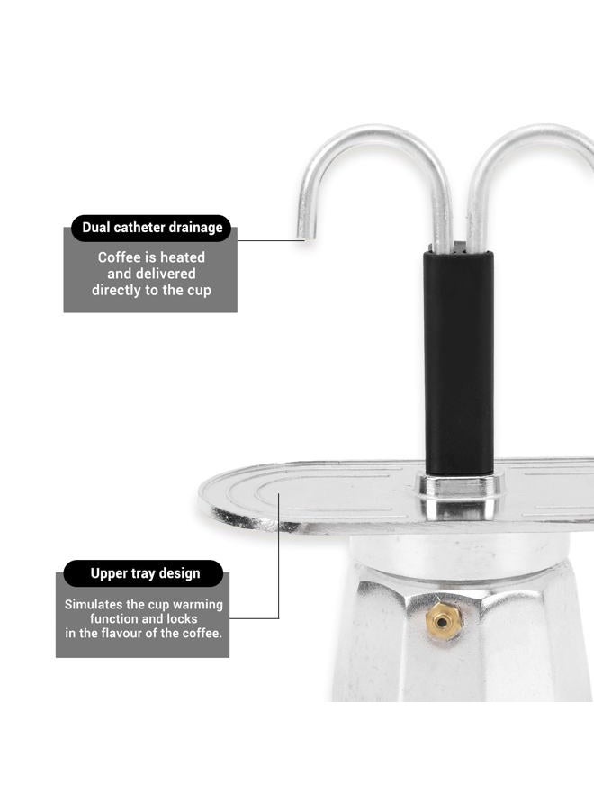 Focket 2 Cup Stovetop Espresso Maker, 100ml Double Head Coffee Pot Classic Italian Coffee Maker Espresso Maker Stovetop, DIY Conduit Coffee Pot for Home Cafe (Decagon Base) - Image 4