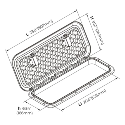 SEAFLO Marine Boat Deck Rectangular Access Hatch - 9.57" x 23.9" (243mm x 607mm) 180° Opening Lid, Non-Skid, Corrosion and UV Resistant, 4-Year Warranty! (Black, Standard) - Image 4