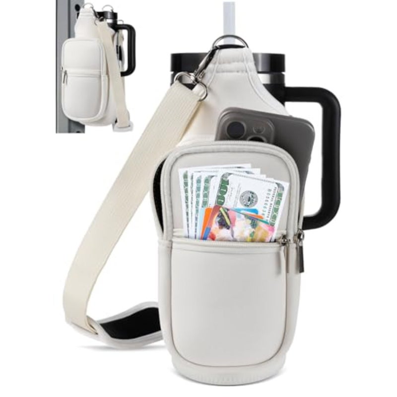 Magnetic Gym Bag Water Bottle Carrier Holder with Phone Pockets and Shoulder Strap for Men Women, Water Bottle Holder, Gym Pouch, Crossbody Bag for Travel, Sports, Work, Fitness - Image 1