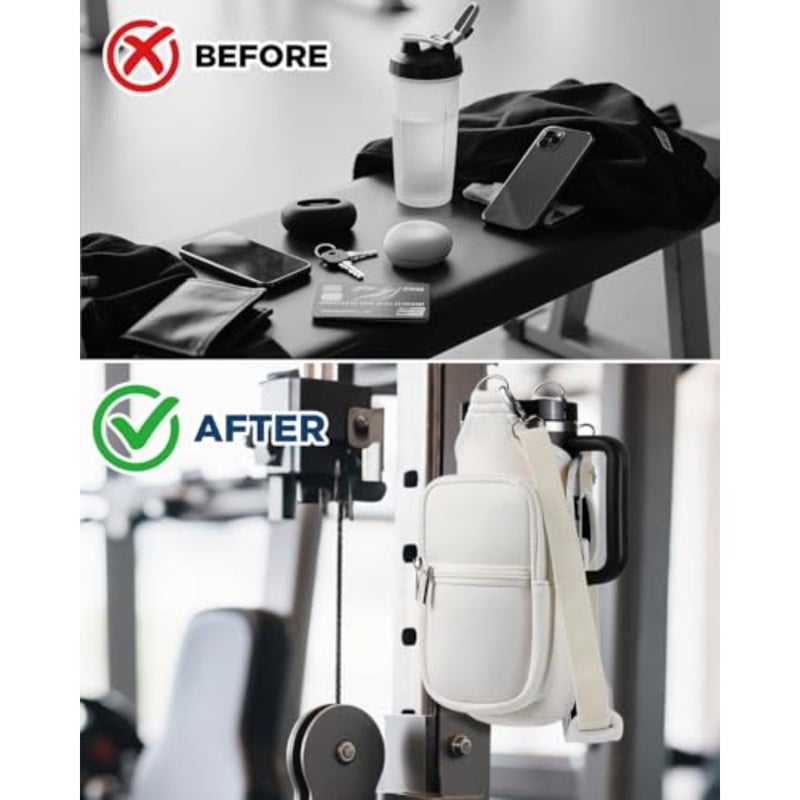 Magnetic Gym Bag Water Bottle Carrier Holder with Phone Pockets and Shoulder Strap for Men Women, Water Bottle Holder, Gym Pouch, Crossbody Bag for Travel, Sports, Work, Fitness - Image 5