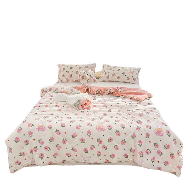 Spring And Printed Washed Double-Layer Yarn Soybean Fiber Summer Bedding Air Conditioning Bedding Summer Thin Bedding Live Generation - Image 5