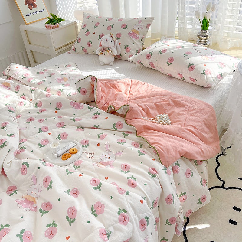 Spring And Printed Washed Double-Layer Yarn Soybean Fiber Summer Bedding Air Conditioning Bedding Summer Thin Bedding Live Generation - Image 1