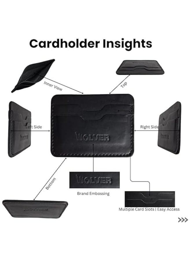 Lukadah Lukadah Luxuriant Handcrafted Genuine Full Grain Animal Hide Real Leather Cash & Cards Holder (Smooth Black - Version 2) - Image 2