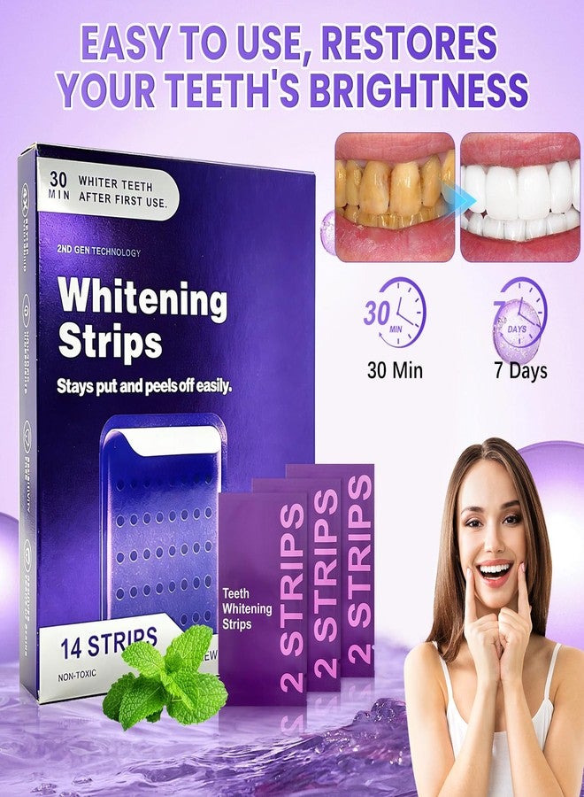 hadaclub 28 Strips Purple Teeth Whitening Strips Purple Whitening Strips, Portable Whitening Strips Purple, for Sensitive Tooth, Removes Yellow Stains & Bad Breath for Natural Shine - Image 2