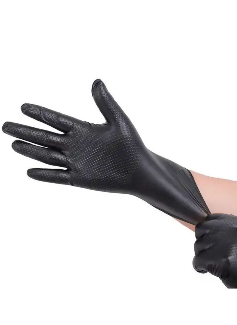 Zalcoon Black Nitrile Gloves,Industrial Disposable Gloves Latex free, Powder Free,Mechanic Gloves,Diamond Texture  - Image 1