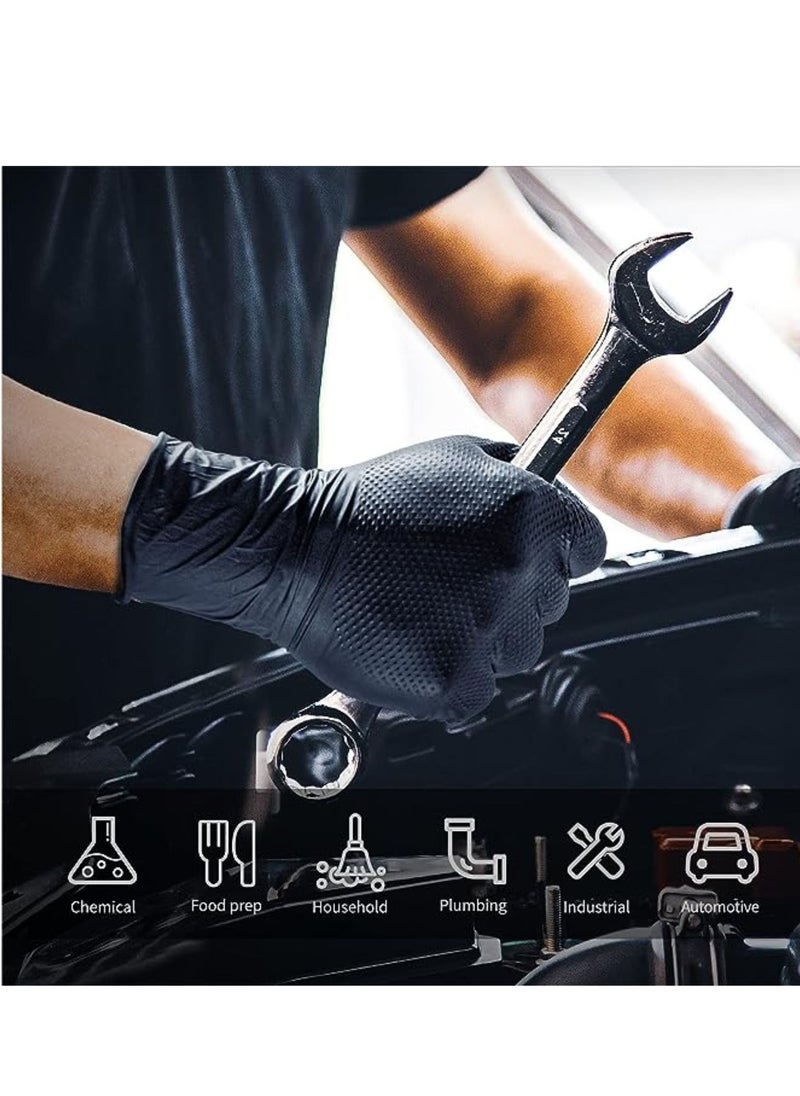 Zalcoon Black Nitrile Gloves,Industrial Disposable Gloves Latex free, Powder Free,Mechanic Gloves,Diamond Texture  - Image 2