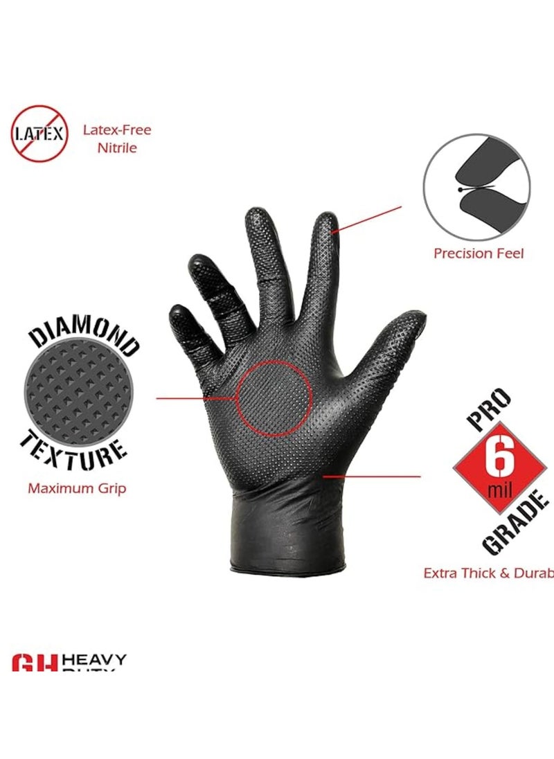 Zalcoon Black Nitrile Gloves,Industrial Disposable Gloves Latex free, Powder Free,Mechanic Gloves,Diamond Texture  - Image 5