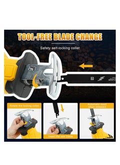 ZLH HITY Cordless Reciprocating Saw, Power Recipro Saw, 0-3500SPM Variable Speed, Tool-free Blade Change, 4 Saw Blades Kit for Wood/Metal/PVC Cutting  - Image 4