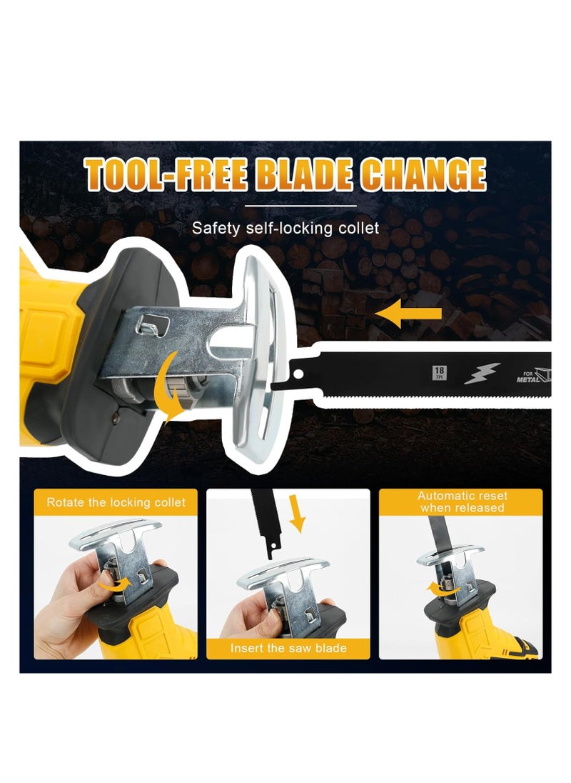ZLH HITY - Cordless Reciprocating Saw, Power Recipro Saw, 0-3500SPM Variable Speed, Tool-free Blade Change, 4 Saw Blades Kit for Wood/Metal/PVC Cutting - Image 1