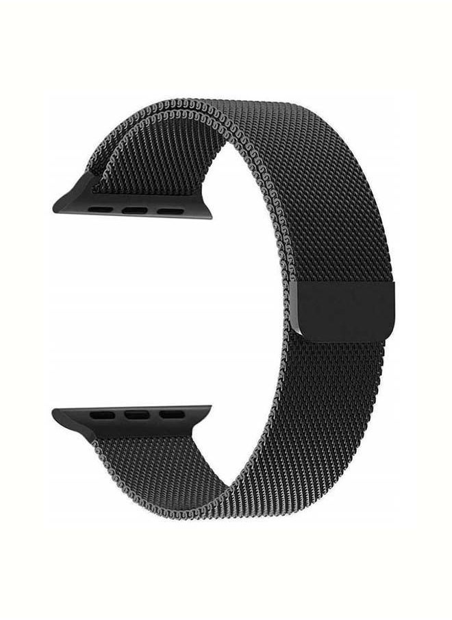 Generic - replacement strap 42mm-44mm 45mm milanese loop band for Apple watch series 5/6/7 Black - Image 1