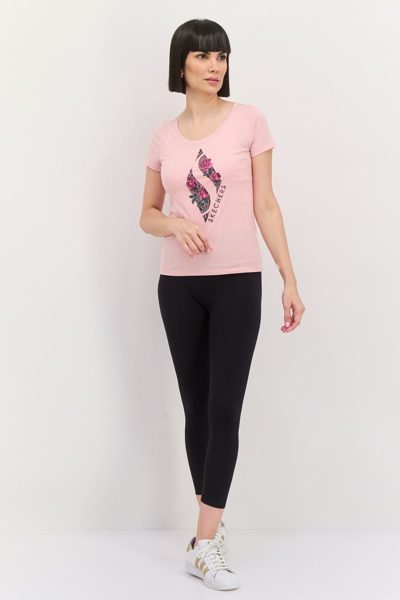 SKECHERS Women Sportswear Fit Short Sleeve Outdoor T-Shirt, Pink  - Image 4