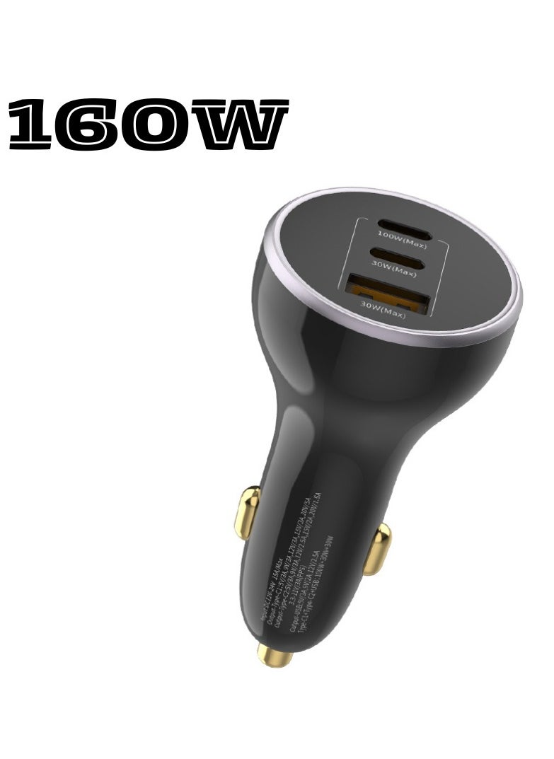 ProOne ProOne PCG29 160W Car Charger | 1 USB-A & 2 USB-C Ports | Fast Charging for Laptops, Smartphones, Tablets | 100W & 30W Output | LED Indicator | Compact & Lightweight | Black  - Image 1