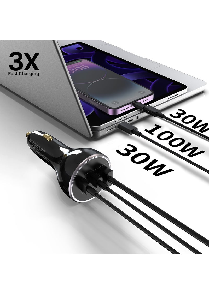 ProOne ProOne PCG29 160W Car Charger | 1 USB-A & 2 USB-C Ports | Fast Charging for Laptops, Smartphones, Tablets | 100W & 30W Output | LED Indicator | Compact & Lightweight | Black  - Image 2