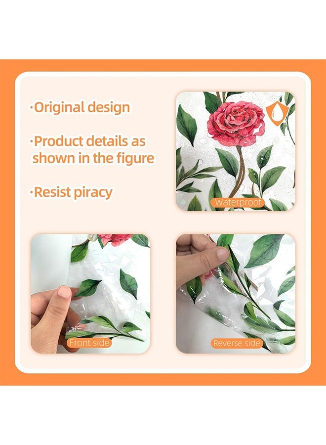 Peachjoy Window Privacy Film, Decorative Rose Floral Frosted Window Film, Double Sided Static Glass Window Clings, 45 x 100cm - Image 3