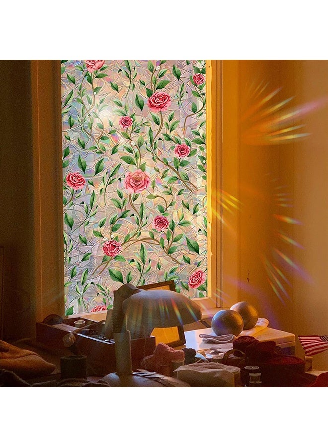 Peachjoy Window Privacy Film, Decorative Rose Floral Frosted Window Film, Double Sided Static Glass Window Clings, 45 x 100cm - Image 5