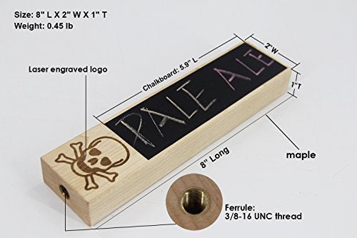 Fanfoobi Kegerator Beer Handle, Skull Beer Keg Tap Handle with Chalkboard, Halloween Tap Handles 8" Length X 2" Wide, Rectangle Wooden Made of Natural Maple, Home Brewers Bars Restaurant Wedding - Image 2