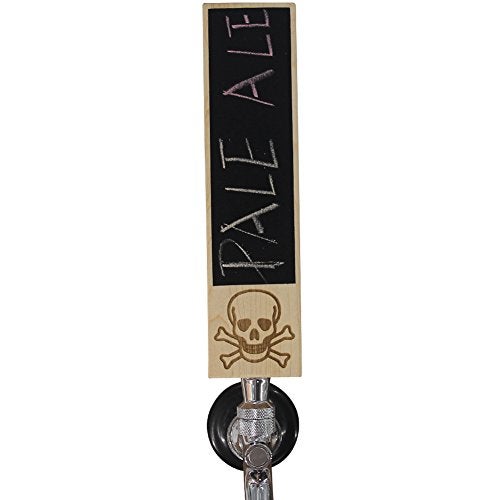 Fanfoobi Kegerator Beer Handle, Skull Beer Keg Tap Handle with Chalkboard, Halloween Tap Handles 8" Length X 2" Wide, Rectangle Wooden Made of Natural Maple, Home Brewers Bars Restaurant Wedding - Image 1