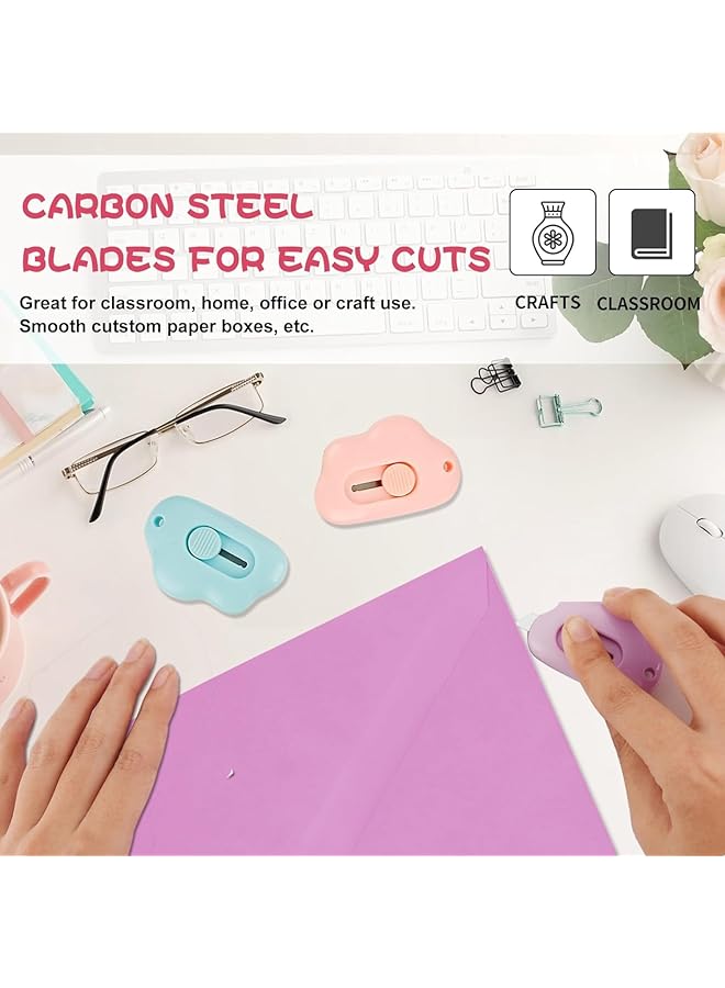 erorex 4 Pack Retractable Letter Opener Box Cutter Mini Cloud Design Adorable Cloud Tiny Paper Opener For Key Chain Pocket Bag Package Envelope Mail Letter Box Paper Diy Projects - Image 5