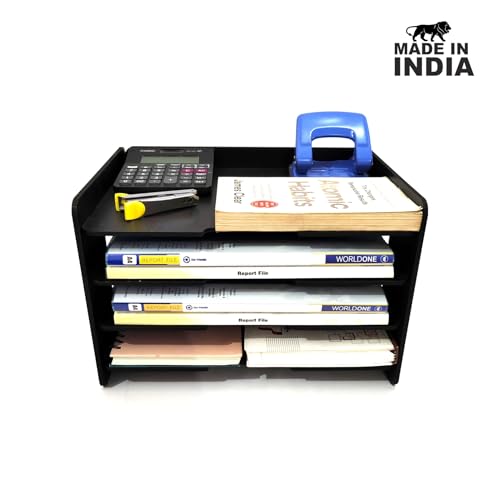 Woodkey Office File Tray – A4 Desk Tidy Organiser with | 4-Tier Document, Paper & Letter Tray | Multipurpose Desk Storage Rack for Home & Office (Black) - Image 5