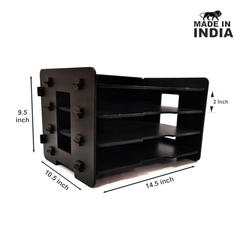 Woodkey Office File Tray – A4 Desk Tidy Organiser with | 4-Tier Document, Paper & Letter Tray | Multipurpose Desk Storage Rack for Home & Office (Black) - Image 3