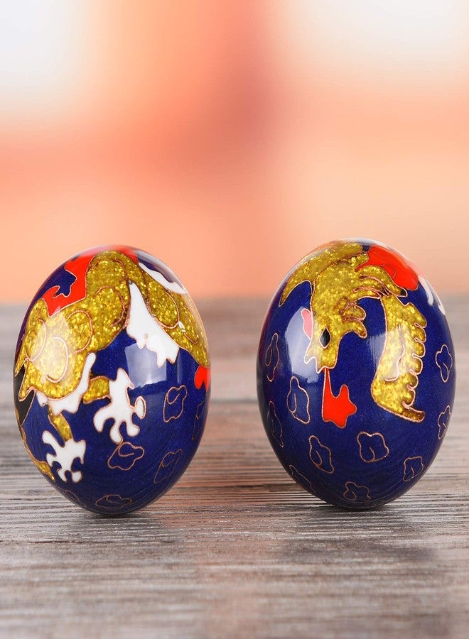 BRABUD 1.97'' Baoding Balls Hand Exercise Stress Balls with Chimes Dragon&Phoenix Pattern Blue Balls with Box Parents Gift TQZDBS80 - Image 4