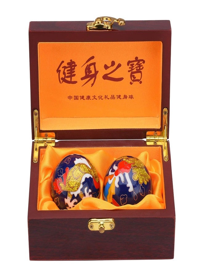 BRABUD 1.97'' Baoding Balls Hand Exercise Stress Balls with Chimes Dragon&Phoenix Pattern Blue Balls with Box Parents Gift TQZDBS80 - Image 1