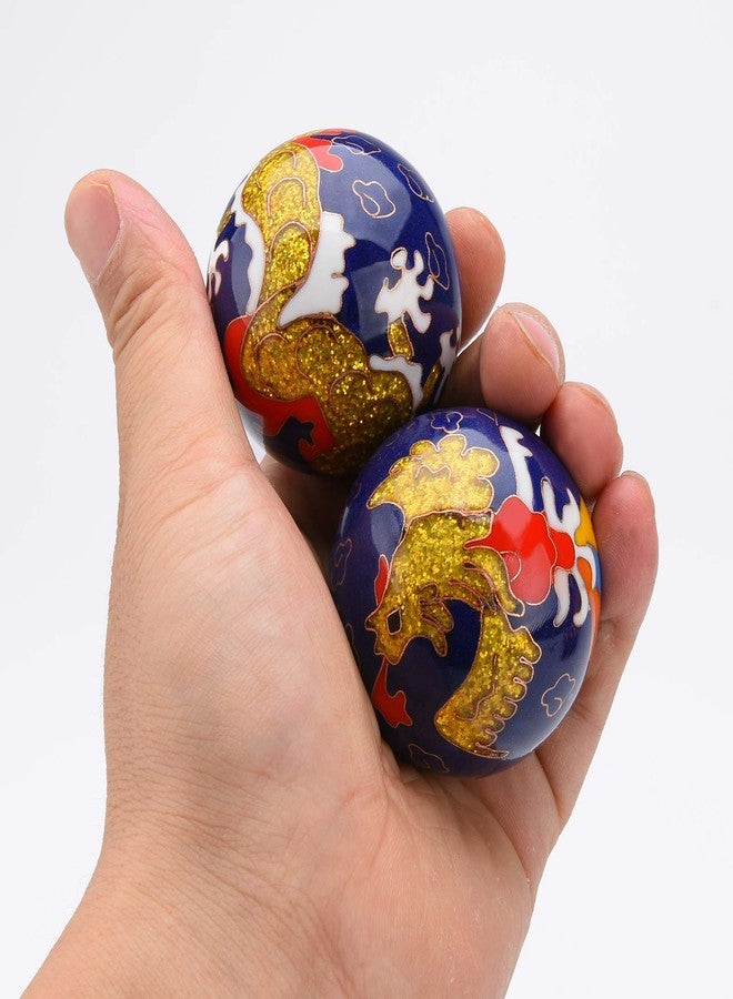 BRABUD 1.97'' Baoding Balls Hand Exercise Stress Balls with Chimes Dragon&Phoenix Pattern Blue Balls with Box Parents Gift TQZDBS80 - Image 3