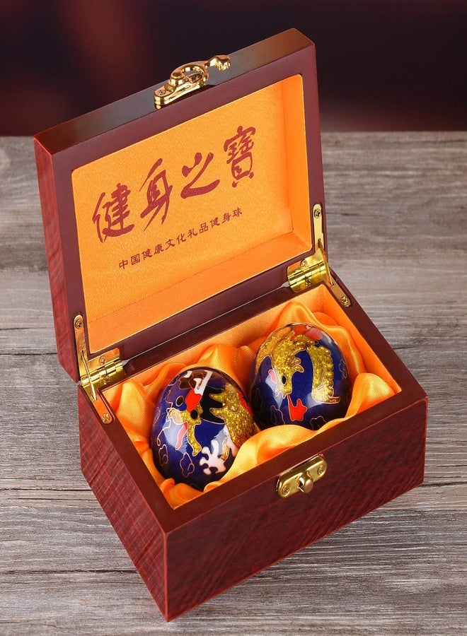 BRABUD 1.97'' Baoding Balls Hand Exercise Stress Balls with Chimes Dragon&Phoenix Pattern Blue Balls with Box Parents Gift TQZDBS80 - Image 5