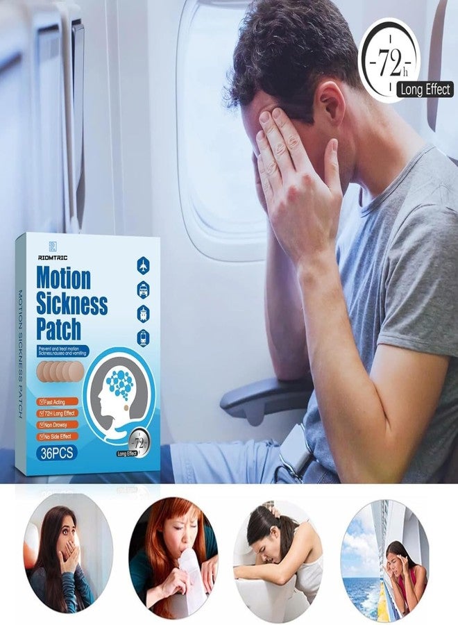 RIOMTRIC Motion Sickness Relief Patches, 36 Count Portable Behind Ear Nursing Nausea Non Drowsy for Travel Cruise Essentials Airplanes Cars Bus or Train, Fast Acting & 72 Hours Long Last - Image 5