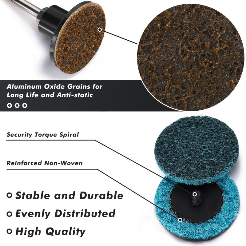 Macarrie أقراص تكييف السطح 150 قطعة بحجم 2 بوصة حبيبات صنفرة متوسطة أقراص صنفرة سريعة التغيير ملحقات مطحنة القالب لتجريد السطح وطحنه وتلميعه وإنهاء البور - Image 4