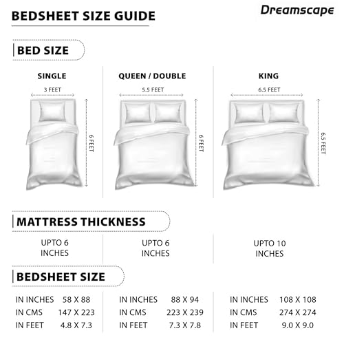 Dreamscape 140 TC 100% Cotton King Bedsheet for King Bed, 1 Bed Sheet (Size 87 x 108 inches) with 2 Pillow Covers, Purple - Image 5