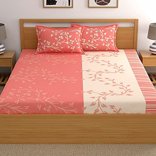 Dreamscape 140 TC 100% Cotton King Bedsheet for King Bed, 1 Bed Sheet (Size 87 x 108 inches) with 2 Pillow Covers, Purple - Image 2