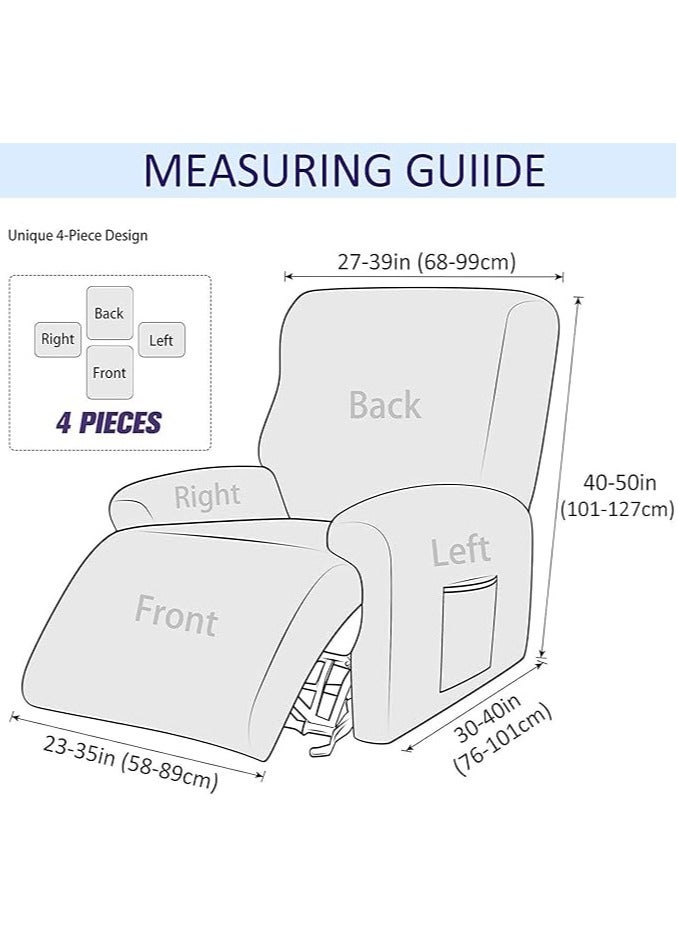 عام غطاء أريكة طويل قابل للتمدد من 4 قطع، غطاء لشازلونج، واقي أريكة بمقعد واحد، واقٍ ناعم للأثاث مع غطاء كرسي مرن بنقشة جاكار (اللون: رمادي متوسط). - Image 5
