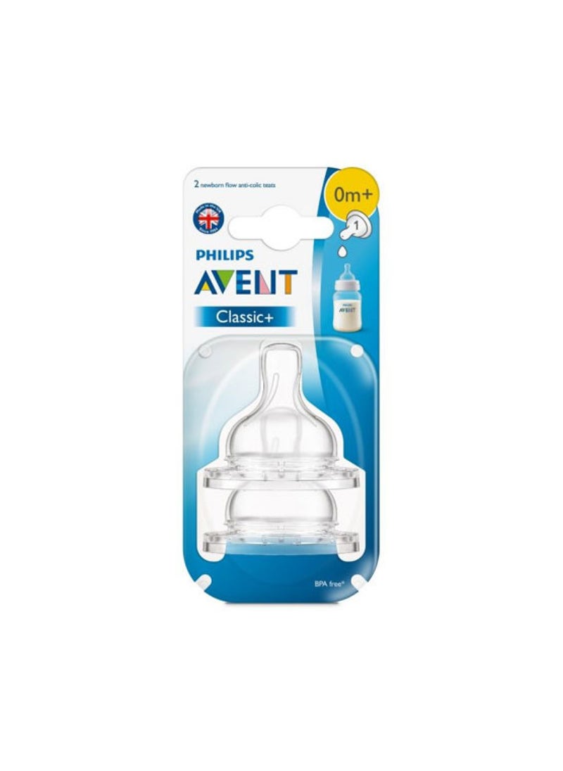 Philips Avent Classic+ Anti-Colic Newborn Flow Teats 0m+ (SCF 631/27) – Pack of 2 