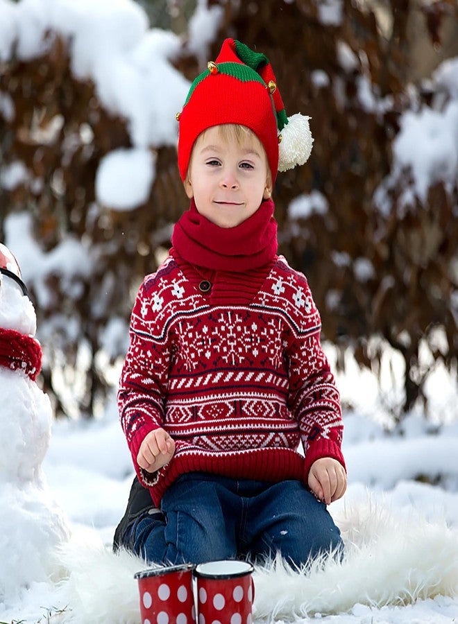 Cleacloud Elf Hat for Kids，Christmas Elf Knitted Hat Xmas Beanie Knit Cap for Children (1 to 6 Years Old) - Image 2