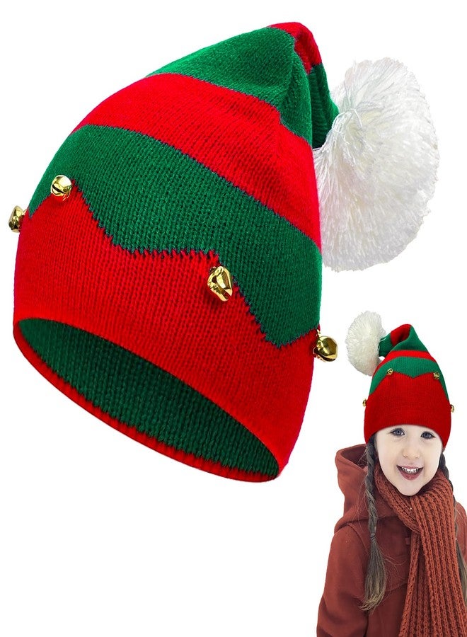 Cleacloud Elf Hat for Kids，Christmas Elf Knitted Hat Xmas Beanie Knit Cap for Children (1 to 6 Years Old) - Image 1