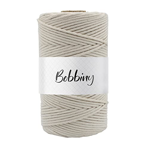 BOBBINY | Premium Cotton Like Tight Rope Braided Cord Twine String for DIY Craft - Versatile, Durable, Eco-Friendly | Off White | 2 mm, 25 Meter - Image 1