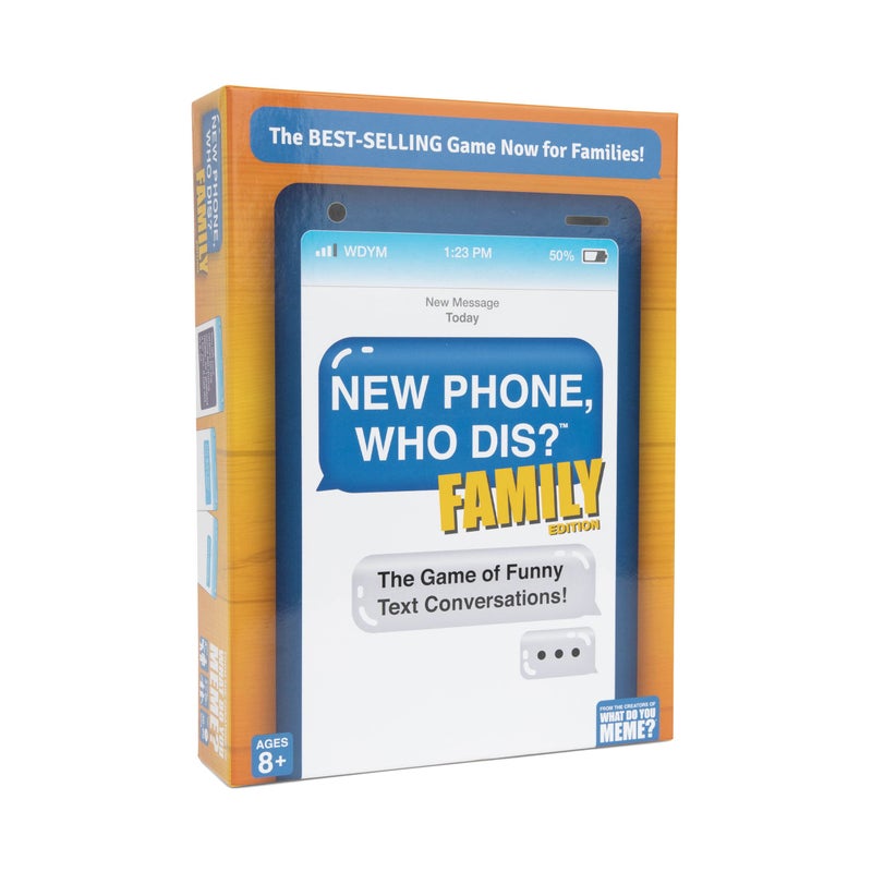 WHAT DO YOU MEME? New Phone, Who Dis? Family Edition By Relatable, A Fun Card Games For Family Gatherings, Includes 150 Inbox Cards, 300 Reply Cards, Perfect White Elephant Gift for Families or Christmas Day Games - Image 1