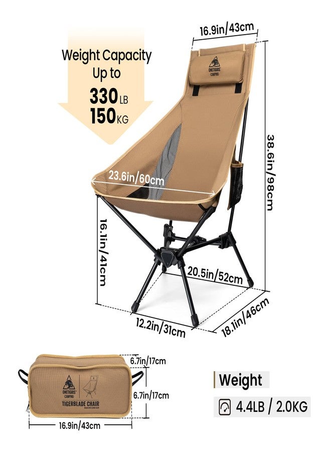 OneTigris Tigerblade High Back Camping Chair with Pillow Design, Comfortable Widened Seat Folding Chair - Image 3