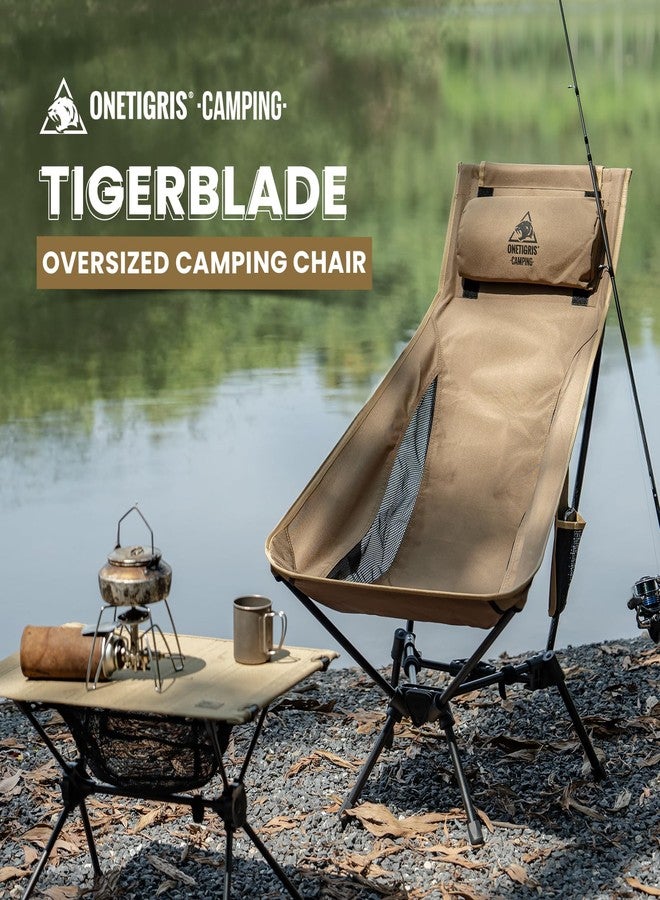OneTigris Tigerblade High Back Camping Chair with Pillow Design, Comfortable Widened Seat Folding Chair - Image 2