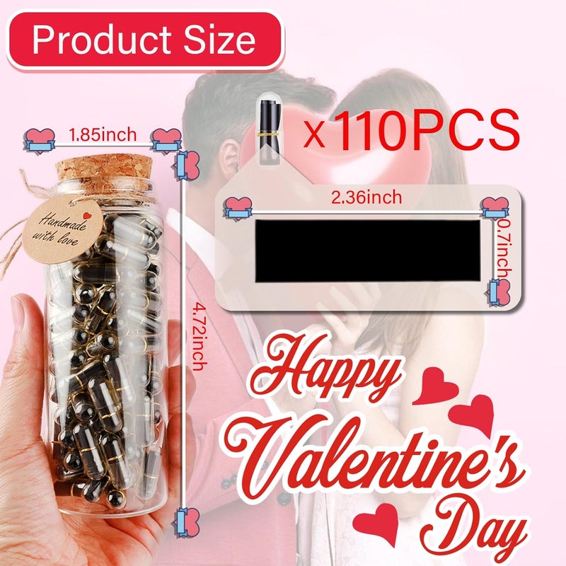 QIDSJCCBD Capsule Letters Message in a Bottle Glass Gift for Lover Favor Bottle Love Letter Christmas Gifts (Black Color 110pcs) - Image 1