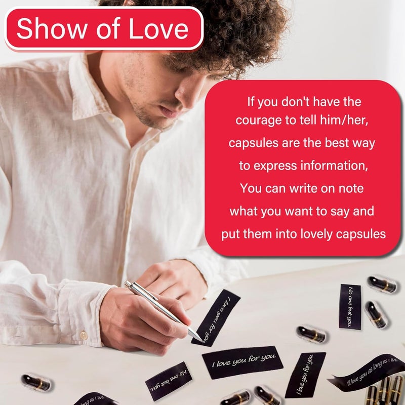 QIDSJCCBD Capsule Letters Message in a Bottle Glass Gift for Lover Favor Bottle Love Letter Christmas Gifts (Black Color 110pcs) - Image 2