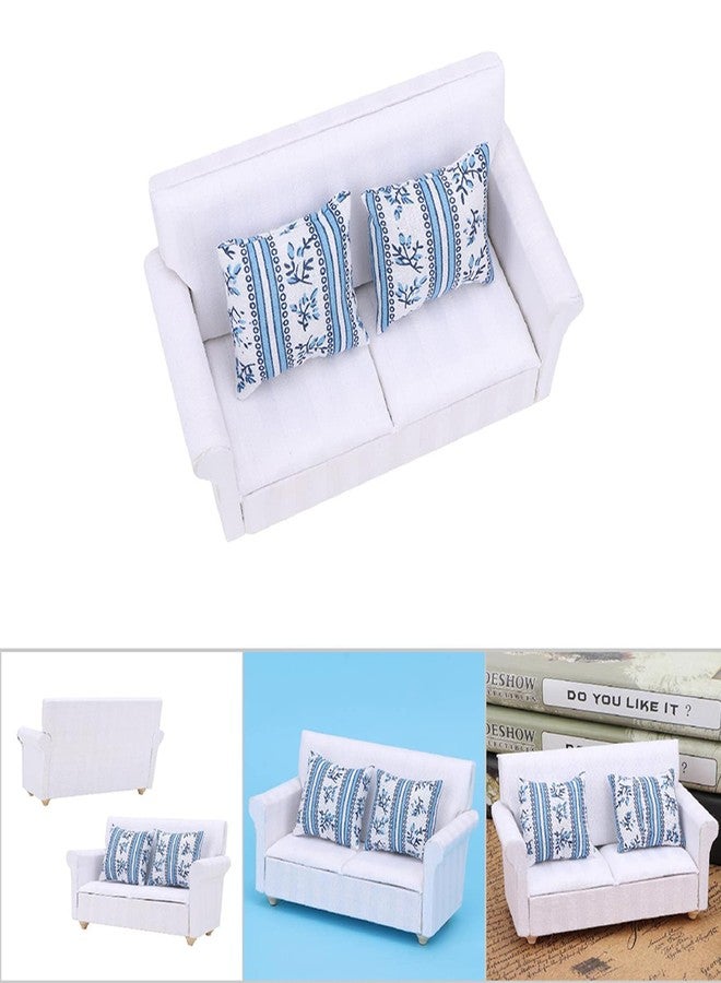 ناروت أثاث بيت الدمية على مقياس 1/12 لأريكة مصغرة - مجموعة أريكة مصغرة خشبية مع وسائد لغرفة معيشة بيت الدمية وإكسسوارات ديكور غرفة النوم (أريكة بمقعدين مع وسائد) - Image 4