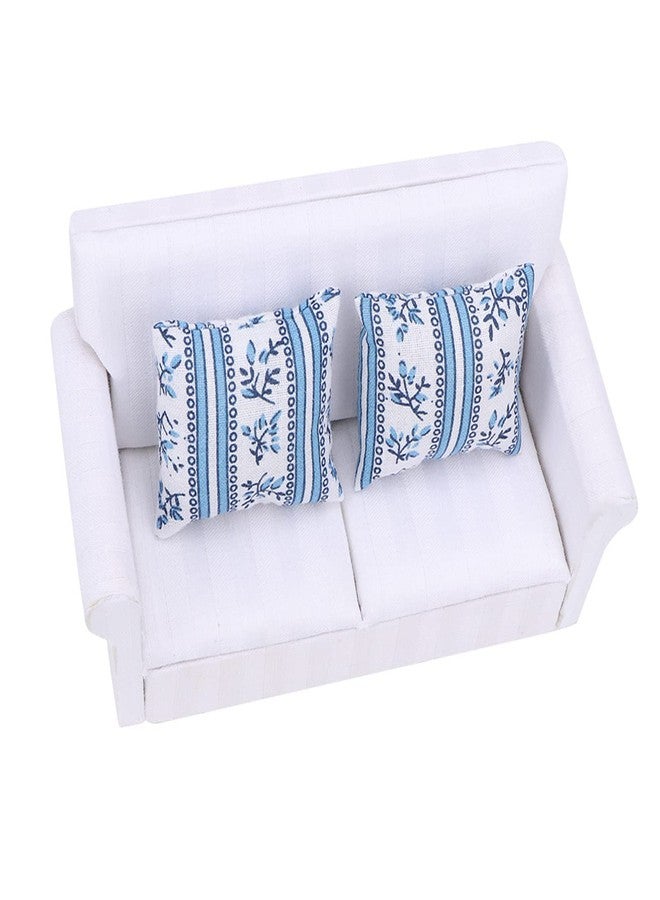 ناروت أثاث بيت الدمية على مقياس 1/12 لأريكة مصغرة - مجموعة أريكة مصغرة خشبية مع وسائد لغرفة معيشة بيت الدمية وإكسسوارات ديكور غرفة النوم (أريكة بمقعدين مع وسائد) - Image 5