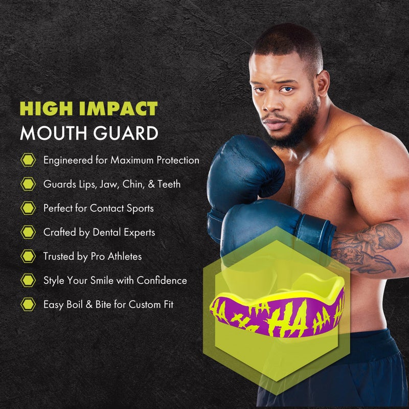 DAMAGE CONTROL High-Impact Mouth Guard â€“ Sports Mouthguard for Boxing, Football, Hockey, Lacrosse & Basketball, Protects Teeth & Jaw, Protective Mouthpiece for Adults & Youth (Adult, HA HA HA 2.0) - Image 2